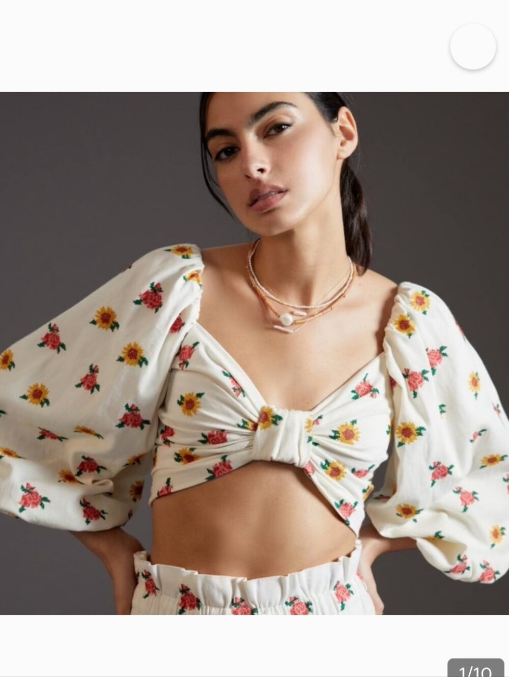 FARM Rio Mixed Cross Stitch Flowers Crop Top Extra Large